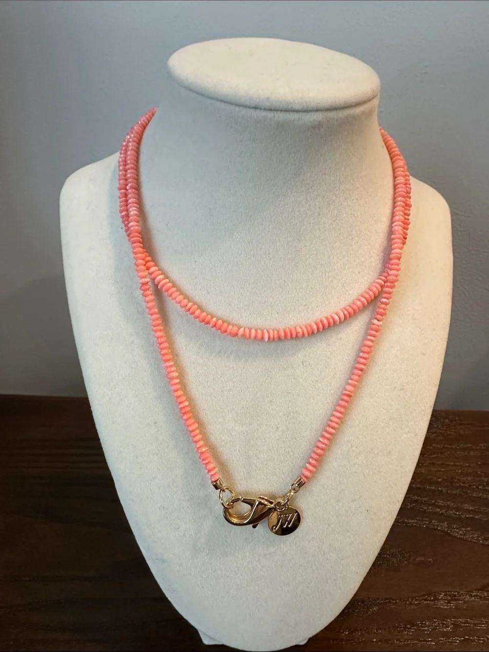Jane Win Coral Beaded Double Wrap Necklace